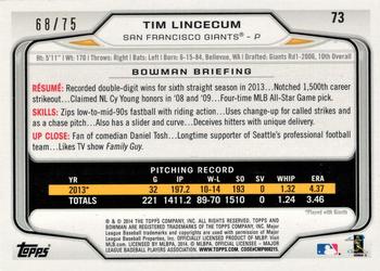 2014 Bowman - Silver #73 Tim Lincecum Back