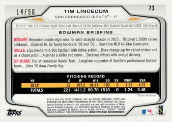 2014 Bowman - Gold #73 Tim Lincecum Back