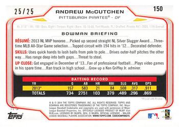 2014 Bowman - Black #150 Andrew McCutchen Back
