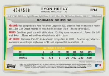 2014 Bowman - Prospects Blue #BP61 Ryon Healy Back