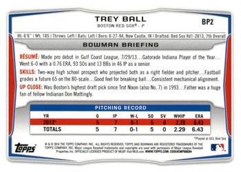 2014 Bowman - Prospects Hometown #BP2 Trey Ball Back