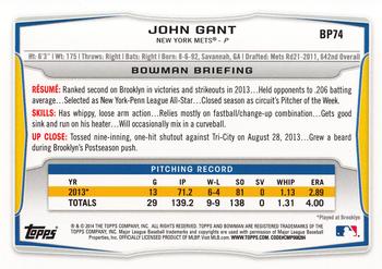 2014 Bowman - Prospects Hometown #BP74 John Gant Back