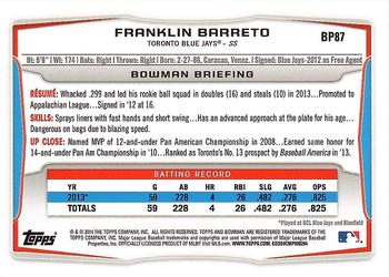 2014 Bowman - Prospects Hometown #BP87 Franklin Barreto Back