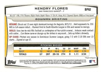 2014 Bowman - Prospects Hometown #BP82 Kendry Flores Back