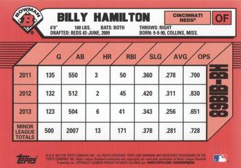2014 Bowman - 1989 Bowman is Back Silver Diamond Refractor #89BIB-BH Billy Hamilton Back