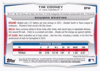 2014 Bowman - Prospects Silver Ice #BP44 Tim Cooney Back