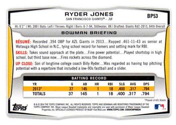 2014 Bowman - Prospects Silver Ice #BP53 Ryder Jones Back
