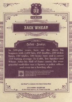 2014 Panini Golden Age #32 Zack Wheat Back