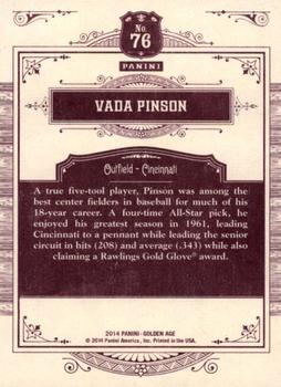 2014 Panini Golden Age #76 Vada Pinson Back