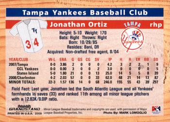 2009 Grandstand Tampa Yankees #NNO20 Jonathan Ortiz Back