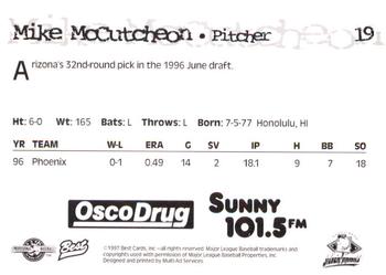 1997 Best South Bend Silver Hawks #19 Mike McCutcheon Back