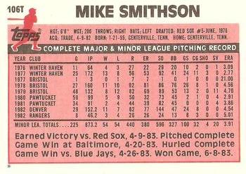 1983 Topps Traded #106T Mike Smithson Back