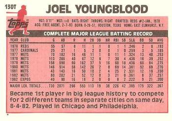 1983 Topps Traded #130T Joel Youngblood Back