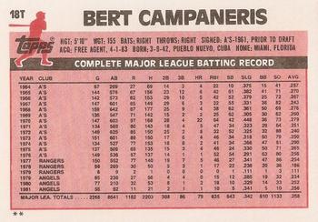 1983 Topps Traded #18T Bert Campaneris Back