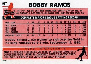 1983 Topps Traded #93T Bobby Ramos Back