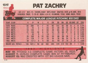 1983 Topps Traded #131T Pat Zachry Back
