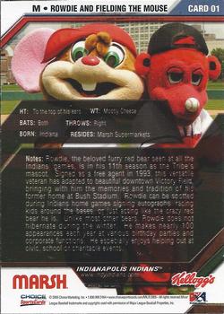 2005 Choice Marsh Kid's Club Indianapolis Indians #1 Rowdie / Fielding the Mouse Back