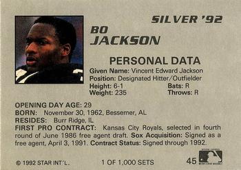 1992 Star Silver #45 Bo Jackson Back