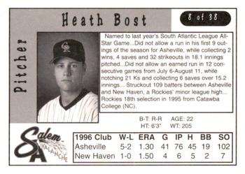 1997 Kroger Salem Avalanche #8 Heath Bost Back