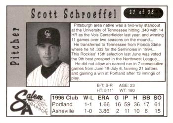 1997 Kroger Salem Avalanche #27 Scott Schroeffel Back