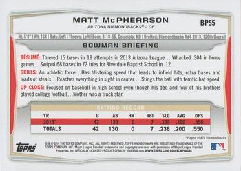 2014 Bowman - Prospects Purple #BP55 Matt McPhearson Back