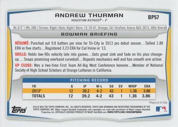 2014 Bowman - Prospects Purple #BP57 Andrew Thurman Back