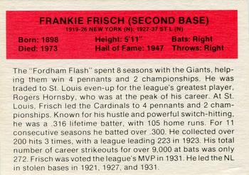 1987 Hygrade All-Time Greats #NNO Frankie Frisch Back