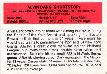 1987 Hygrade All-Time Greats #NNO Alvin Dark Back