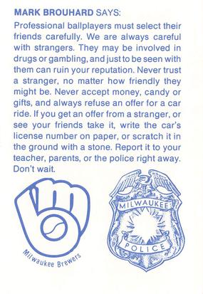 1984 Milwaukee Brewers Police #NNO Mark Brouhard Back