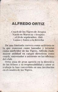 1981-82 Venezuelan Winter League Stickers #5 Alfredo Ortiz Back