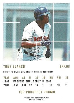 2001 Just 2K1 Top Prospect Promos #TPP.08 Tony Blanco Back