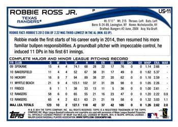 2014 Topps Update #US-11 Robbie Ross Jr. Back
