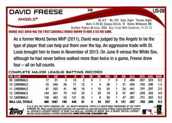 2014 Topps Update #US-28 David Freese Back