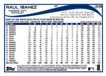 2014 Topps Update #US-58 Raul Ibanez Back