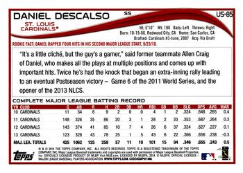 2014 Topps Update #US-85 Daniel Descalso Back