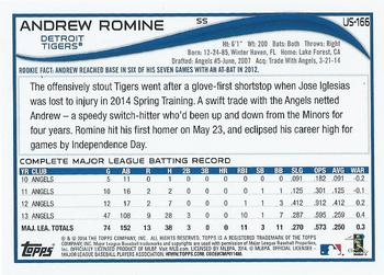 2014 Topps Update #US-166 Andrew Romine Back