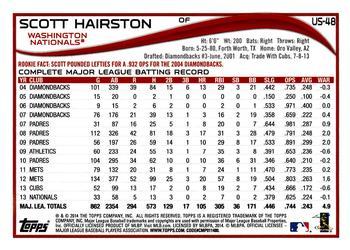 2014 Topps Update #US-48 Scott Hairston Back