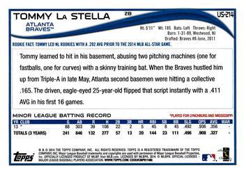 2014 Topps Update #US-214 Tommy La Stella Back