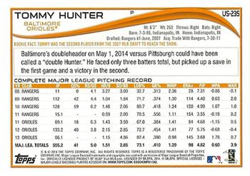 2014 Topps Update #US-235 Tommy Hunter Back
