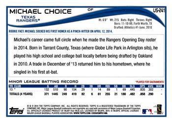 2014 Topps Update #US-241 Michael Choice Back