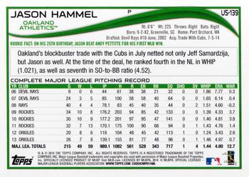 2014 Topps Update #US-139 Jason Hammel Back