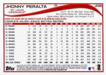 2014 Topps Update #US-260 Jhonny Peralta Back