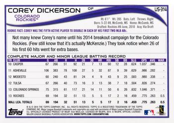 2014 Topps Update #US-314 Corey Dickerson Back