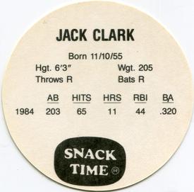 1985 Kitty Clover Discs #NNO Jack Clark Back