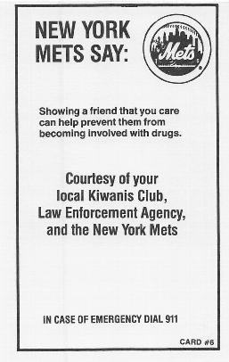 1985 New York Mets Police #6 Darryl Strawberry Back