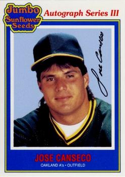 1992 Jumbo California Sunflower Seeds #18 Jose Canseco Front