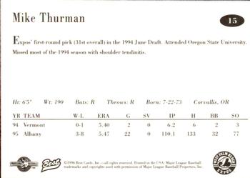 1996 Best West Palm Beach Expos #15 Mike Thurman Back