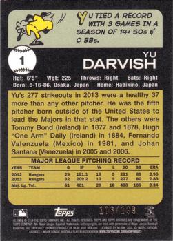 2014 Topps Archives - Gold #1 Yu Darvish Back