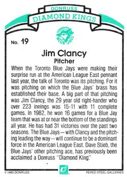 1984 Donruss #19 Jim Clancy Back