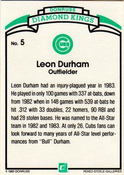 1984 Donruss #5 Leon Durham Back